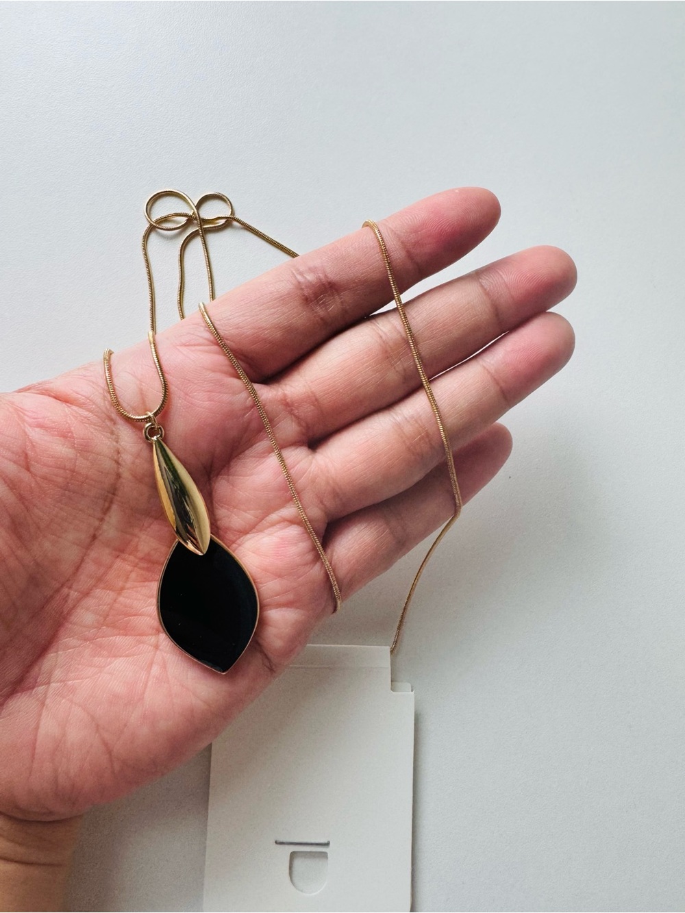 Gold Chain Necklace with Black Pendant - Designer Style
